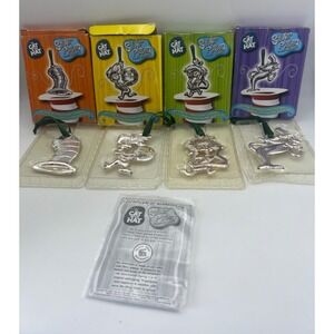 The Cat In The Hat Movie Silver Plated Ornaments Burger King Lot of 4